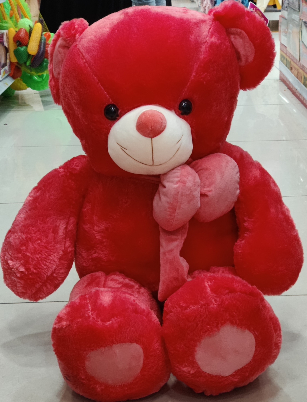 Red Teddy With Red Ribbon(3feet)